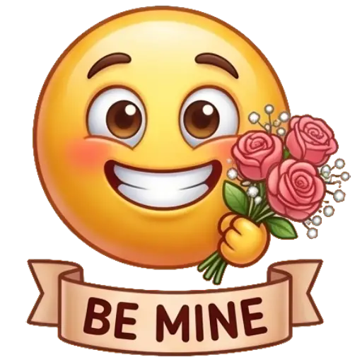 Cute smiley face, stickers, Whatssapp stickers, love, kiss me, valentine, be mine